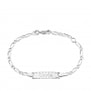 Bracelet enfant gourmette plaque crochetée Argent