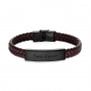 Bracelet homme personnalisé en cuir tressé marron et boucle noire