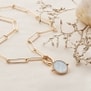 Collier personnalisé grands maillons Plaqué Or et pendentif nacre 15 mm