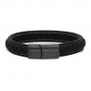 Bracelet homme personnalisé en cuir noir tressé