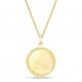 Packshot collier personnalisé femme plaqué or avec initiale florale gravée sur le recto