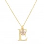 Collier charm lettre 18 mm Plaqué Or et son pendentif trèfle rose