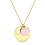 Packshot du collier personnalisé médaille Plaqué Or et pierre rose