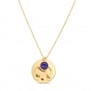 Collier petite médaille et son pendentif martelé et pierre bleue