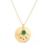 Collier grande médaille et son pendentif martelé et pierre verte