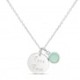 Collier personnalisé médaille 15 mm Argent et pierre bleue