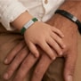 Bracelet DUO personnalisé, cuir plat bleu double tour, boucle acier