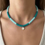 Collier personnalisé bicolore perles Heishi avec charms, acier
