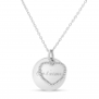 Collier personnalisé médaille lisse et charm coeur ajouré, argent