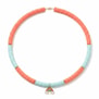 Collier enfant personnalisé bicolore corail et bleu, perles Heishi avec charms, acier