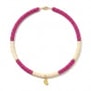 Collier personnalisé bicolore rose et jaune, perles Heishi avec charms, acier