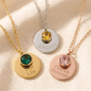 Pendentif Médaille Ronde Personnalisable avec une Pierre