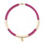 Collier personnalisé enfant bicolore rose et jaune, perles Heishi avec charms, acier