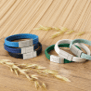 Bracelet enfant personnalisé, cuir plat bleu clair double tour, boucle acier