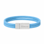 Bracelet enfant personnalisé, cuir plat bleu clair double tour, boucle acier