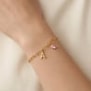 Bracelet charms initiale et pierre personnalisé, acier inoxydable