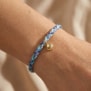 Bracelet femme tressé paillette violet, bleu marine, turquoise avec charms
