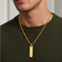 Collier personnalisé homme médaille rectangulaire Dorée, acier