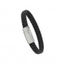 Bracelet enfant personnalisé en cuir tressé noir avec boucle noir