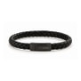 Bracelet enfant personnalisé en cuir tressé noir avec boucle noir