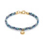 Bracelet enfant tressé paillette violet, bleu marine, turquoise avec charms