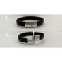 Bracelet homme gravé en cuir noir, boucle noire