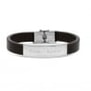 Bracelet homme personnalisé en cuir grainé noir et boucle acier