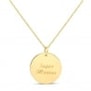 Collier personnalisé gravure au verso de la médaille, plaqué or