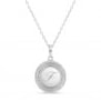 Collier médaille perlée et initiale gravée, argent 925