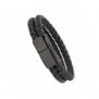 Bracelet homme personnalisé en cuir tressé double tour noir, boucle noire