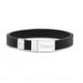 Bracelet homme personnalisé, cuir noir et plaque acier & initiale