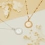 Collier médaille perlée et initiale gravée, argent 925