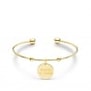 Bracelet jonc ajustable médaille personnalisée, plaqué or