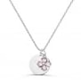 Collier personnalisé pendentif trèfle rose, argent