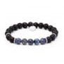 Bracelet homme personnalisé perles effet lave et perles bleues