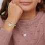 Porté bracelet cordon personnalisé enfant pendentif coeur perlé argent