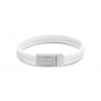 Bracelet enfant personnalisé en cuir plat blanc, double tour avec boucle argentée
