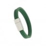 Bracelet enfant personnalisé en cuir plat vert, double tour avec boucle argentée