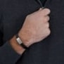 Bracelet avec initiale ajustable en cuir noir et boucle acier