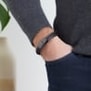 Bracelet homme gravé en cuir noir, boucle noire