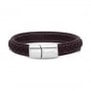 Bracelet homme gravé en cuir marron, boucle argentée