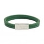 Bracelet enfant personnalisé en cuir plat vert, double tour avec boucle argentée