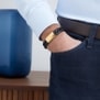 Bracelet homme personnalisé en cuir noir tressé, double tour avec boucle dorée