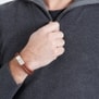 Bracelet homme personnalisé en cuir marron tressé, double tour avec boucle argentée