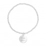 Bracelet élastique perles Argent et médaille martelée 12 mm gravée