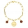 Bracelet grande maille, médaille personnalisée 15 mm en Plaqué Or et pierre(s)