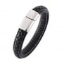 Bracelet homme personnalisé en cuir noir tressé