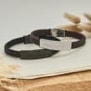 Bracelet homme personnalisé en cuir tressé noir et boucle noire