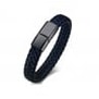 Bracelet homme personnalisé en cuir noir et bleu tressé