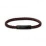 Bracelet homme personnalisé en cuir tressé marron arrondi et boucle noire